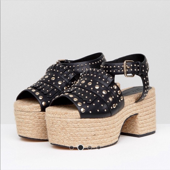 ASOS Black Studded Platform Sandals - Picture 1 of 6